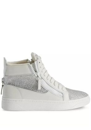 Giuseppe Zanotti crystal-embellished high-top sneakers - White