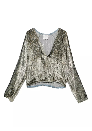 Forte Forte metallic-effect V-neck blouse - Silver