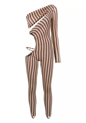 Amir Slama stripe-print one-shoulder jumpsuit - Multicolour