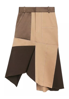 Ports 1961 asymmetrical patchwork midi skirt - Brown