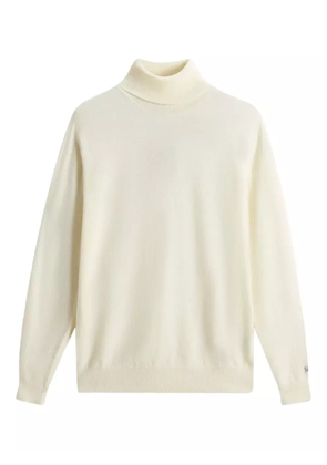 Woolrich embroidered-logo turtleneck sweater - White