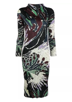 Pleats Please Issey Miyake Frosty Forest pleated midi dress - Brown