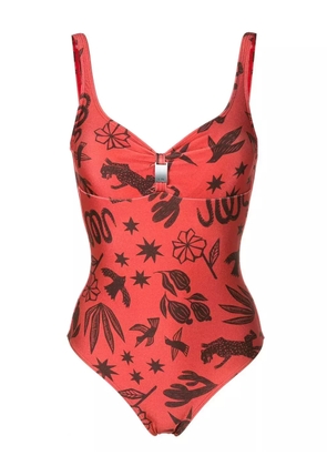 Lygia & Nanny Roberta logo-plaque swimsuit - Brown