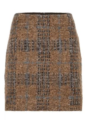 Brunello Cucinelli check tweed miniskirt - Brown