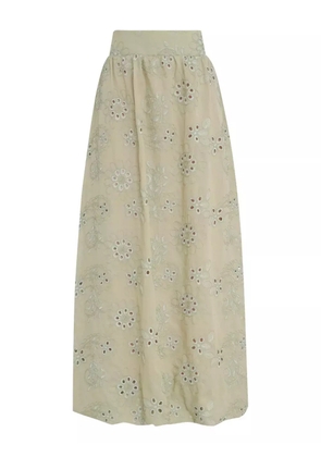 Brigitte Zahra eyelet-embroidered midi skirt - Green