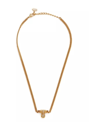 Christian Dior Pre-Owned rhinestone chain necklace - Gold
