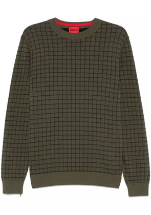HUGO grid-pattern sweater - Green