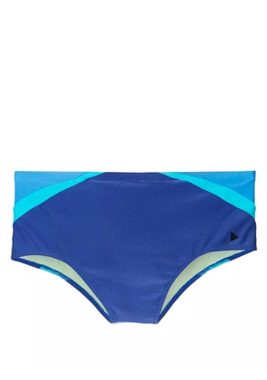 Amir Slama logo-appliqué striped swim shorts - Blue