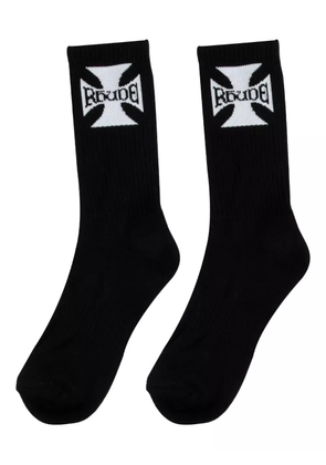 RHUDE logo ribbed socks - Black