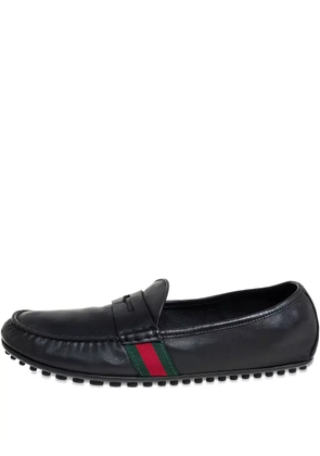 Gucci Pre-Owned Web-trimmed loafers - Black
