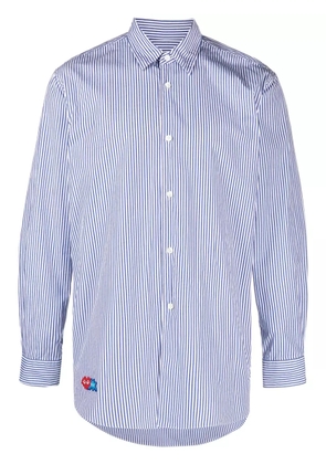 Comme Des Garçons Play x Invader Pixel-patch striped cotton shirt - White
