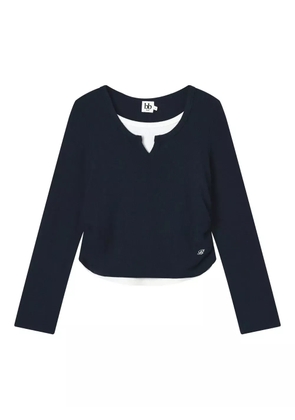 b+ab layered-detail side-ruched T-shirt - Blue