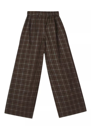 Mini Cream pleated checked trousers - Brown