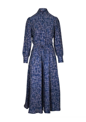 Kiton abstract-print midi dress - Blue