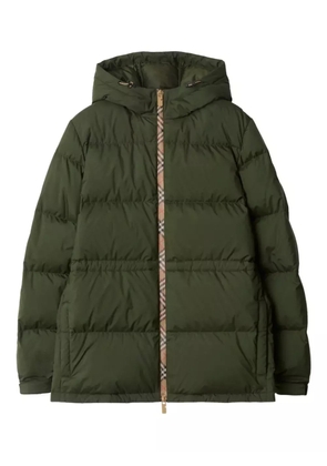 Burberry Vintage Check-trimmed hooded puffer jacket - Green