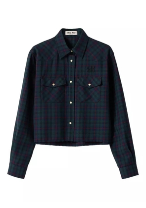 Miu Miu plaid-print snap-fastening shirt - Blue