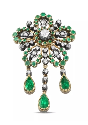 LB Exclusive 18K rose gold emerald and diamond brooch - Pink