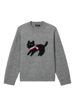 tout a coup cat-embellishment crew-neck sweater - Grey