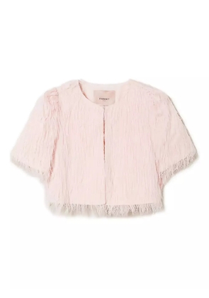 TWINSET feather-effect short-sleeve cropped jacket - Pink