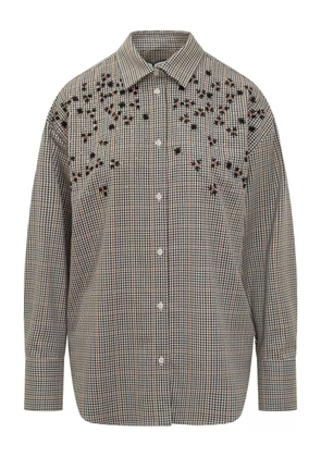 MSGM embroidered check shirt - Neutrals