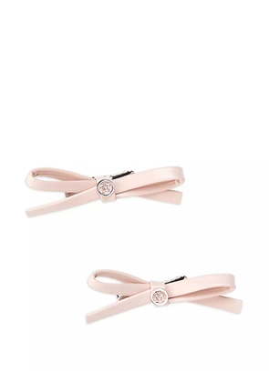 Maison Michel bow leather hair clips - Pink