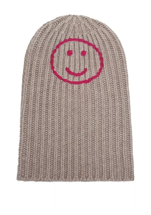 HURRAY ribbed smiley-face beanie - Brown