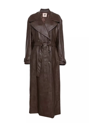 Aniye By belted double-breasted leather coat - Brown