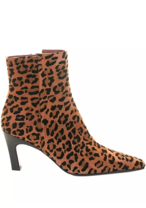 Roberto Festa 70mm leopard-pattern stiletto ankle boots - Brown