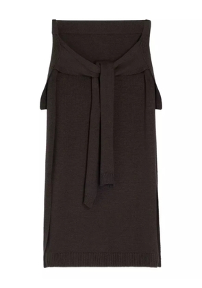 LEMAIRE tie-detail ribbed midi skirt - Brown