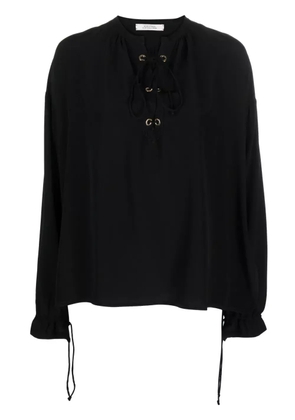Dorothee Schumacher lace-up neckline silk blouse - Black