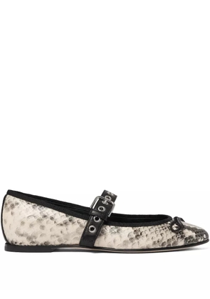 Scarosso Astrid snakeskin-embossed ballet flats - Grey