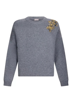 LIU JO crystal-embellished crew-neck sweater - Grey