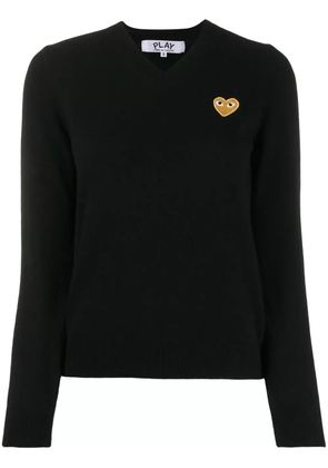 Comme Des Garçons Play heart-patch V-neck wool sweater - Black