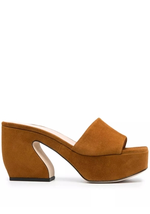 Si Rossi chunky-heel suede sandals - Brown