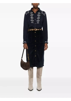 MAISON HOTEL floral-embroidered cotton shirt - Blue