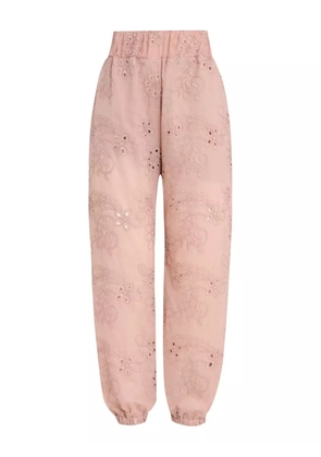 Brigitte Jasmine embroidered eyelet cropped trousers - Pink