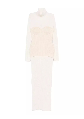 Jean Paul Gaultier ribbed-knit corset dress - Neutrals