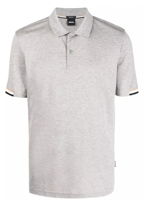 BOSS stripe-collar short sleeved polo shirt - Grey