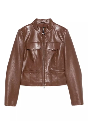 Patrizia Pepe zip-front flap-pocket jacket - Brown