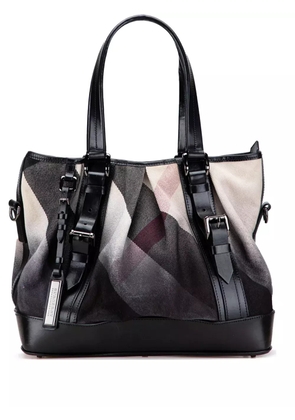 Burberry Pre-Owned 2000-2017 Mega Check Canvas Lowry satchel - Black