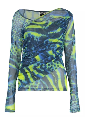 Versace Jeans Couture animal-print draped top - Blue