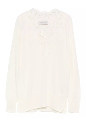ERMANNO FIRENZE lace-trim jumper - White