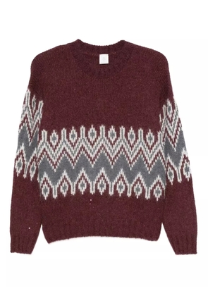 Eleventy Fairisle-pattern crew-neck sweater - Red