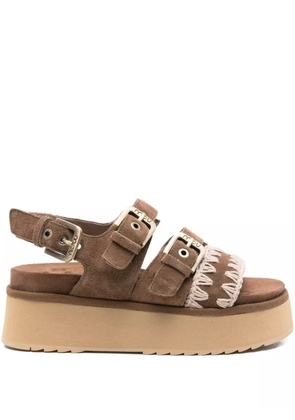 Mou buckle-embellished platform sandals - Brown