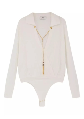 Elisabetta Franchi chain-embellished ribbed bodie - Neutrals