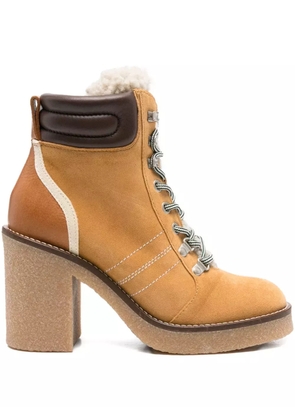 Woolrich 88mm lace-up block-heel boots - Neutrals