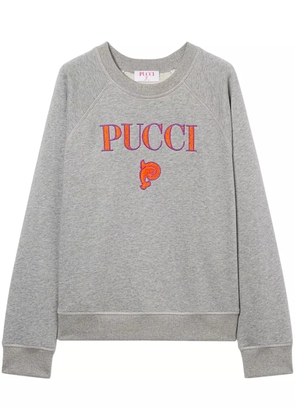 PUCCI logo-embroidered cotton sweatshirt - Grey