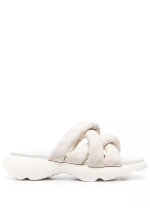 Moncler crossover-strap slides - Neutrals