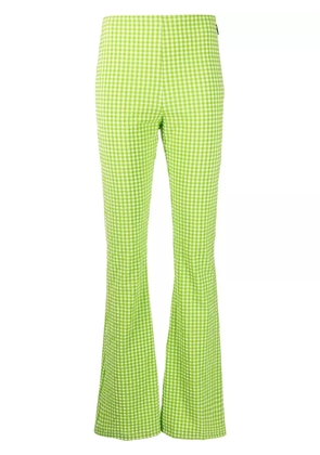 MSGM check-pattern flared trousers - Green