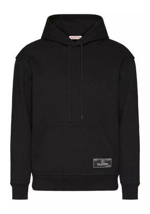 Valentino Garavani logo-appliqué cotton hoodie - Black